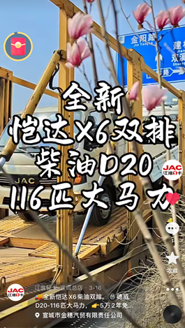 全新愷達(dá)X6柴油雙排，德威D20-116匹大馬力。